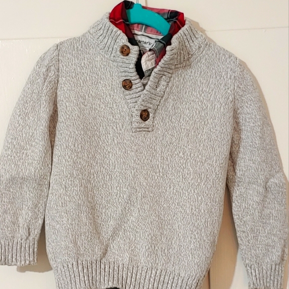 Toddler Boys Christmas Button Down Shirt and Sweater - Picture 2 of 10